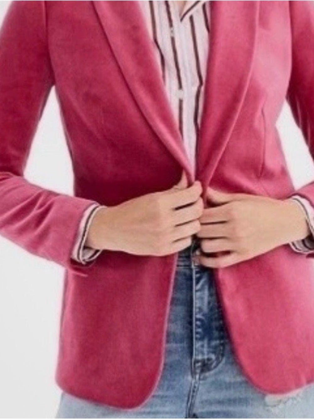 JCrew Women's Pink Velvet Parke Blazer - Tailored Single-Button Jacket